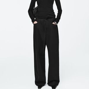 COS Women's Wide Leg Drawstring Black Jeans